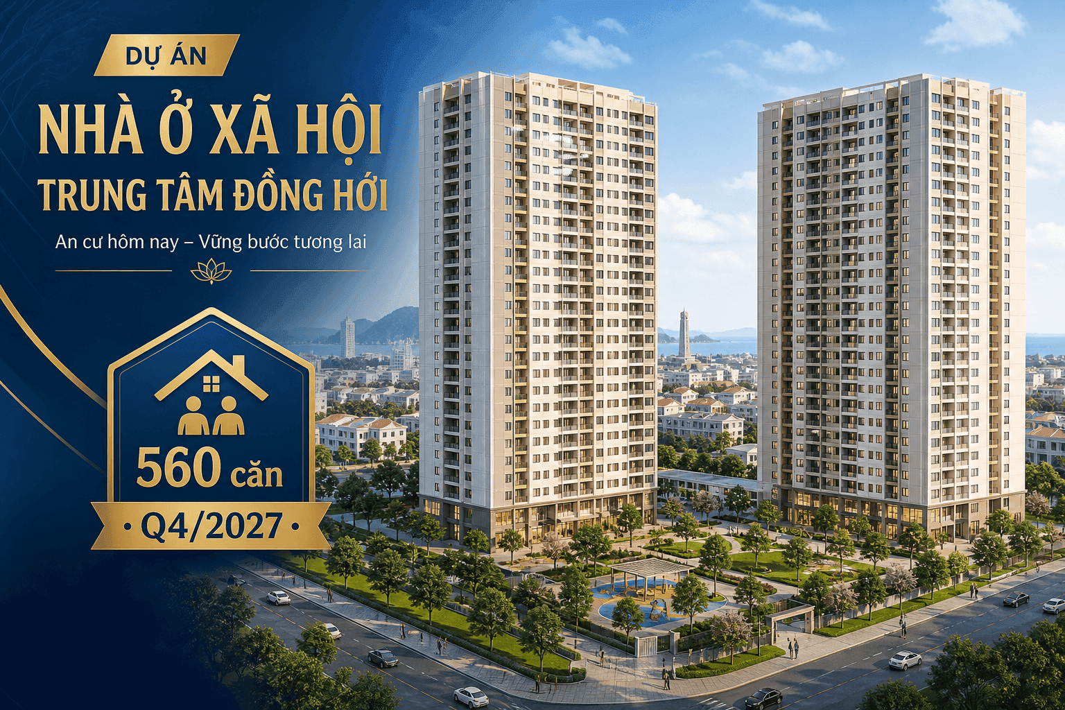 NOXH Trung tâm Đồng Hới — KĐT Tây Bắc Lê Lợi, 560 căn, 2 tòa 15 tầng